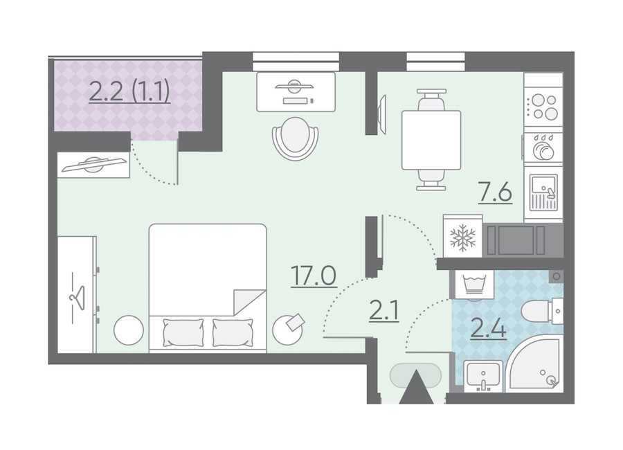 Однокомнатная квартира в : площадь 30.2 м2 , этаж: 19 – купить в Санкт-Петербурге